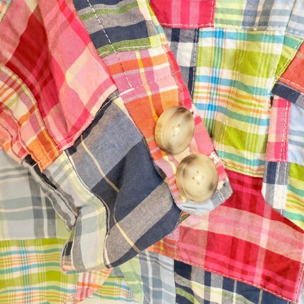 LL Bean Madras Plaid Blazer Jacket Womens 10 REG Multi Color Cotton Button Front - Picture 3 of 8